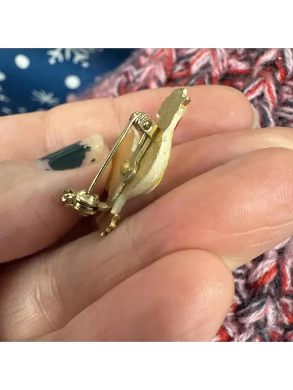 Vintage Rooster Enamel Metal Pin Brooch